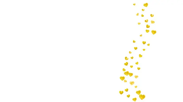 Wedding Confetti Gold Glitter Hearts Valentines Day Vector Background Hand — Stock Vector