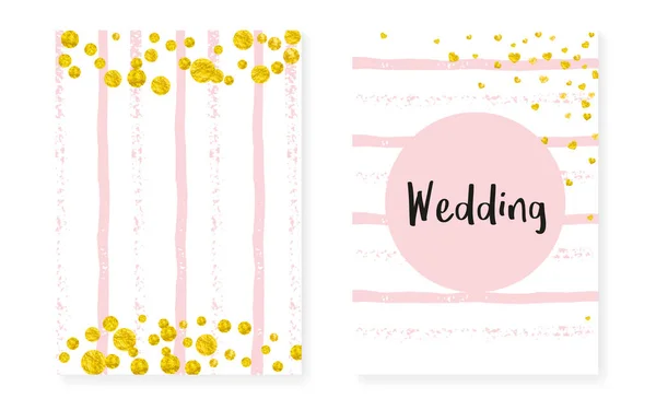 Tarjeta Ducha Nupcial Con Puntos Lentejuelas Conjunto Invitación Boda Con — Vector de stock