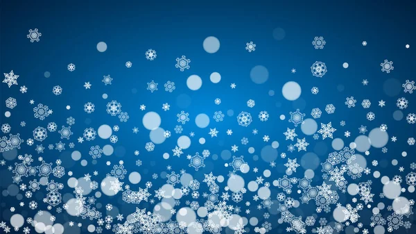 Weihnachtsrahmen Mit Fallendem Schnee Auf Blauem Hintergrund Horizontale Frohe Weihnachten — Stockvektor