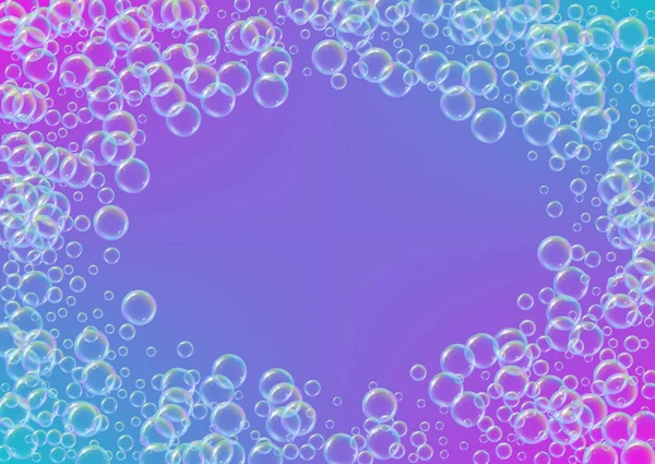 Cleaning Foam Gradient Background Realistic Water Bubbles Cool Rainbow Colored — Stock Vector