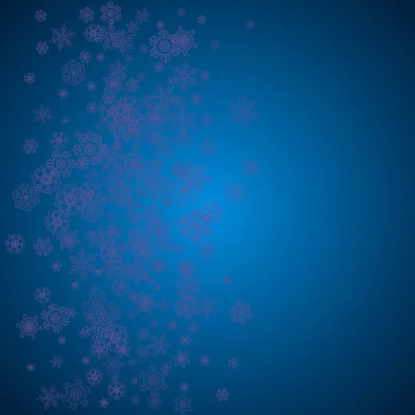 紫色の雪のフレークで雪が降っています チラシ ギフトカード パーティー招待状 小売オファーや広告のための冬のフレーム クリスマスの流行の背景 雪が降るとクリスマスのバナー 新年の雪の背景 — ストックベクタ