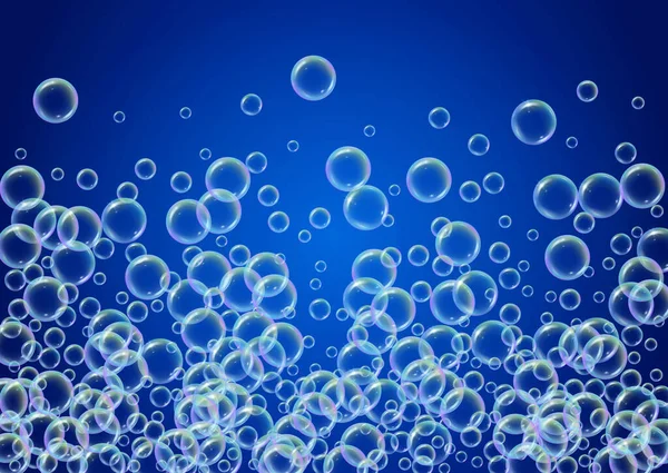 Badeschaum Auf Steigungsuntergrund Realistische Wasserblasen Kühler Regenbogenfarbener Flüssigschaum Mit Shampoo — Stockvektor