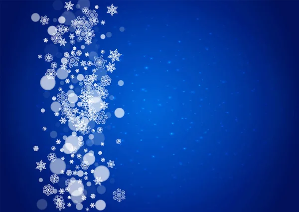 Різдвяна Облямівка Білими Сніжинками Синьому Фоні Блискітками Горизонтальний Веселий Різдвяний — стоковий вектор