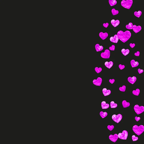 Valentýnské Přání Růžovými Třpytivými Srdci Února Vektorové Konfety Pro Šablonu — Stockový vektor