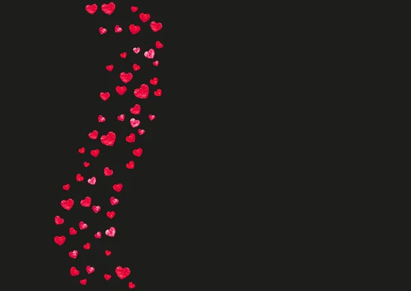 Cadre Saint Valentin Avec Des Paillettes Rouges Scintille Février Confiseries — Image vectorielle