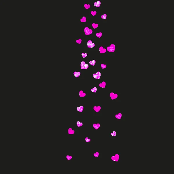 Valentijnsdag Verkoop Met Roze Glitter Hartjes Februari Dag Vector Confetti — Stockvector