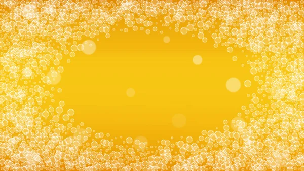 ラガービールだ クラフトスプラッシュの背景 オクトーバーフェストフォーム 現実的な白い泡のエールの淡いピント パブメニューのレイアウトのための冷たい液体ドリンク オレンジジューグとラガービール — ストックベクタ