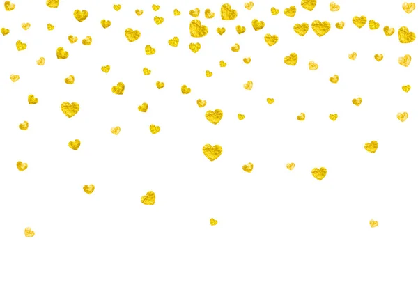 Heart Border Achtergrond Met Gouden Glitter Valentijnsdag Vectorconfetti Handgetekende Textuur — Stockvector