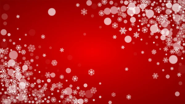 Copos Nieve Navideños Sobre Fondo Rojo Colores Santa Claus Marco — Archivo Imágenes Vectoriales