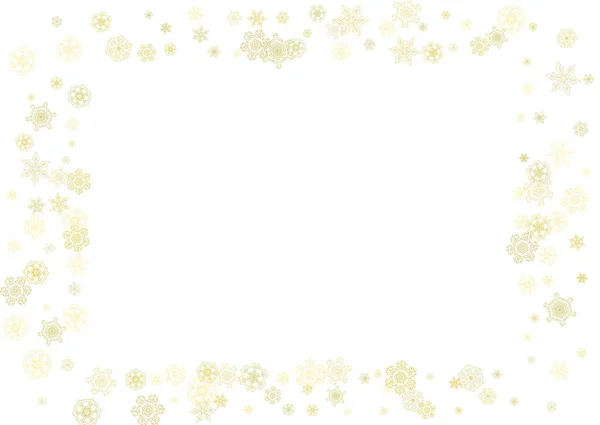 Cadre Pailleté Flocons Neige Sur Fond Horizontal Blanc Cadre Brillant — Image vectorielle