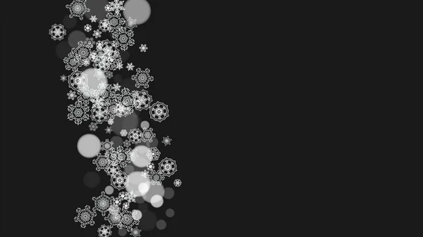Snowflake Σύνορα Για Χριστούγεννα Και Την Πρωτοχρονιά Διακοπές Οριζόντια Όρια — Διανυσματικό Αρχείο