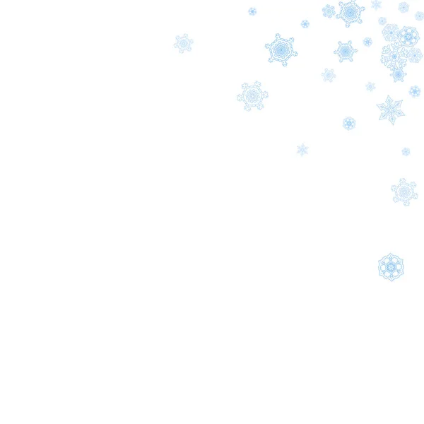 圣诞节和新年庆祝活动的蓝色雪片冬季框架 白色背景的节日冬季框架 为横幅 优惠券 聚会活动 飘落的霜雪 — 图库矢量图片