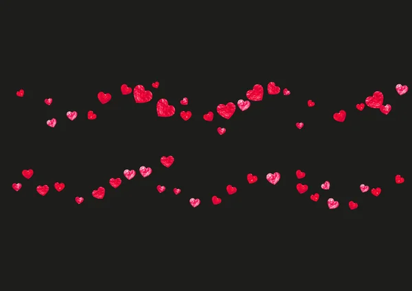 Cadre Coeur Pour Saint Valentin Avec Paillettes Rouges Février Confiseries — Image vectorielle