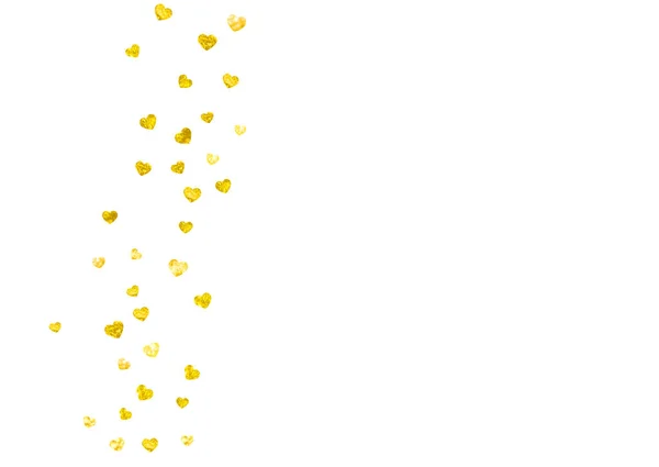 Frontera San Valentín Con Destellos Brillo Oro Febrero Vector Confetti — Vector de stock