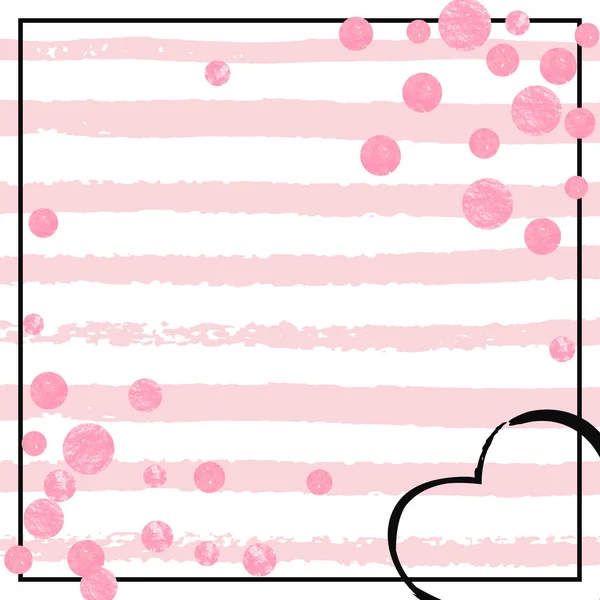 Roze Glitter Confetti Met Stippen Witte Strepen Glanzende Vallende Lovertjes — Stockvector