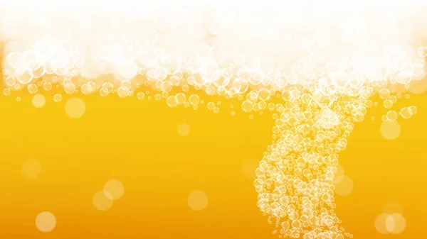 洒啤酒 工艺爱好者的背景 Oktoberfest泡沫 倒入一品脱啤酒 加入现实的白色泡沫 清凉的液体饮料用于餐前传单的布置 黄色杯子 加水花啤酒 — 图库矢量图片