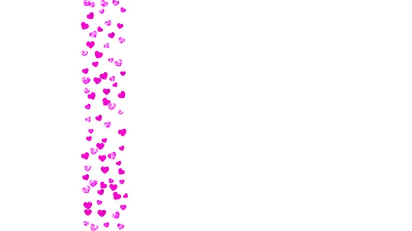 ピンクの輝きとバレンタインデーの境界線が輝きます 2月14日 バレンタインデーボーダーテンプレート用ベクトルコンフェッティ 手描きの質感をグランジ ポスター ギフト券 バナーのための愛のテーマ — ストックベクタ