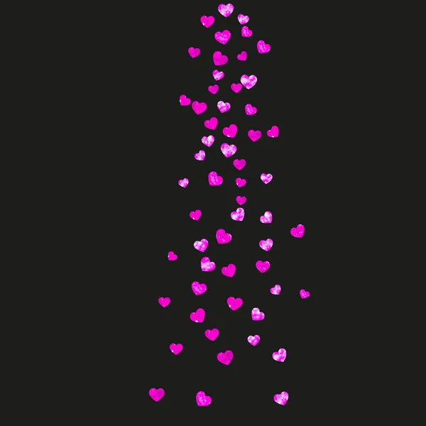 Valentijnsdag Verkoop Met Roze Glitter Hartjes Februari Dag Vector Confetti — Stockvector