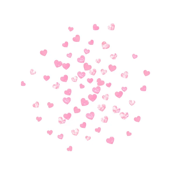 Rosa Glitter Konfetti Med Hjärtan Isolerad Bakgrund Glänsande Slumpmässiga Paljetter — Stock vektor