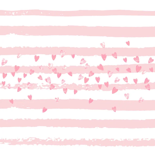 Confeti Purpurina Rosa Con Corazones Rayas Rosas Lentejuelas Con Brillo — Vector de stock