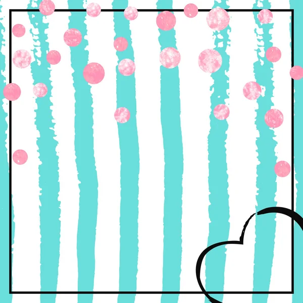 Confettis Rose Pailleté Pois Sur Rayures Turquoise Paillettes Avec Scintillement — Image vectorielle