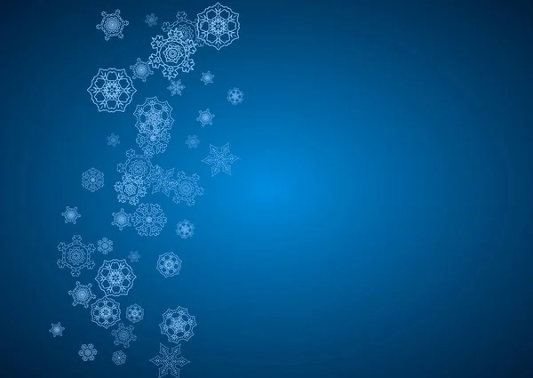 Nový Rok Sněhové Vločky Modrém Pozadí Jiskry Horizontální Vánoce Nový — Stockový vektor
