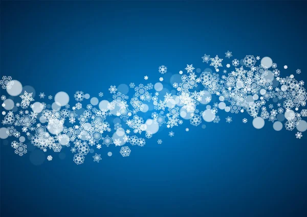 Los Copos Nieve Año Nuevo Sobre Fondo Azul Tema Horizontal — Archivo Imágenes Vectoriales