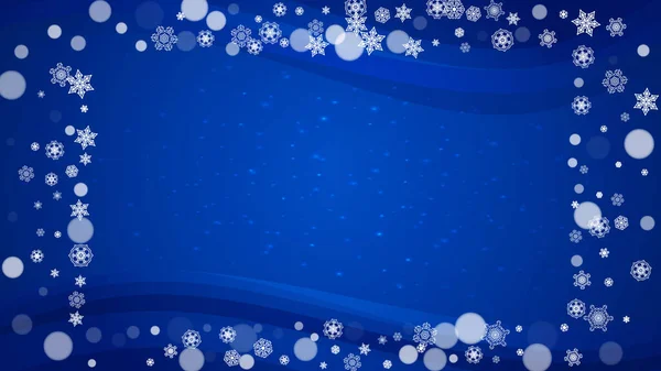 Snow Border White Snowflakes Horizontal Winter Background Merry Christmas Happy — Stock Vector
