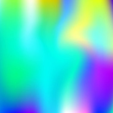 Soyut arkaplan hologramı. Hologramla plastik gradyan örgü arkaplanı. 90 'lar, 80' ler modası. Broşür, el ilanı, poster tasarımı, duvar kağıdı, mobil ekran için Pearlescent grafik şablonu.