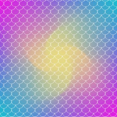 Eğilimli arka planda balık pulu. Kare arkaplan ve balık pulu süsü. Parlak renk değişimi. Deniz kızı kuyruğu afişi ve davetiyesi. Su altı ve deniz desenleri. Gökkuşağı renkleri..