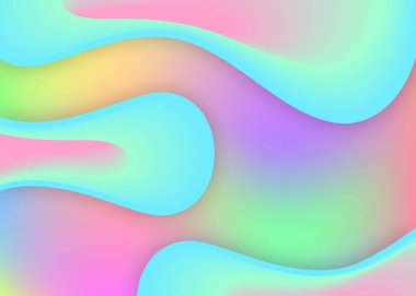 Sıvı elementler. Minimal dergi, sunum tasarımı. Canlı gradyan örgüsü. Modern modayla birlikte holografik 3d arkaplan. Dinamik şekilleri ve sıvısı olan sıvı elementler.