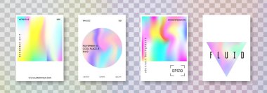 Minimalist poster seti. Soyut arka planlar. Gradyan örgülü hippi minimalist poster. 90 'lar, 80' ler modası. Pankart, sunum, pankart, broşür için yanardöner grafik şablonu.