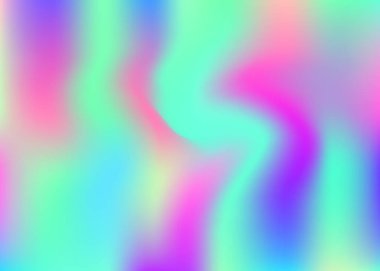 Soyut arkaplan hologramı. Hologramla birlikte gelecek eğilimli ağ arka planı. 90 'lar, 80' ler modası. Broşür, el ilanı, poster tasarımı, duvar kağıdı, mobil ekran için Pearlescent grafik şablonu.