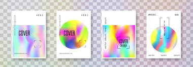 Gradyan ağ örme seti. Soyut arka planlar. Holografik folyoyla canlı gradyan ağ örtüsü. 90 'lar, 80' ler modası. Kitap, yıllık, mobil arayüz, web uygulaması için yanardöner grafik şablonu.