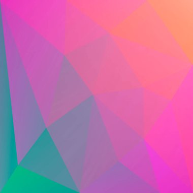 Soyut kare üçgen arkaplan. İş sunumu için canlı gökkuşağı rengarenk çokgen zemin. Moda geometrik soyut afiş. Şirket broşür tasarımı. Mozaik tarzı.