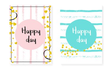 Pullu altın parıltılı noktalar. Düğün ve düğün davetiyeleri konfeti ile hazırlandı. Dikey çizgili arka plan. Parti için son moda altın parıltılı noktalar, olay, tarih ilanını kaydet.