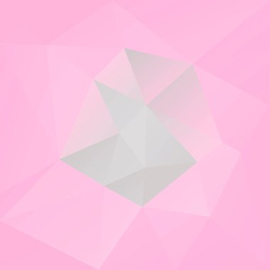 Soyut kare üçgen arkaplan. Mobil uygulama ve web için pembe ve gri çokgen arkaplan. Moda geometrik soyut afiş. Teknoloji konsept broşürü. Mozaik tarzı.