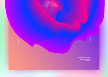 İniş sayfası. Canlı gradyan örgüsü. Modern modayla birlikte holografik 3d arkaplan. Psikedelik uygulama, arayüz düzeni. Sıvı dinamik elementler ve sıvı şekilli iniş sayfası.