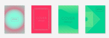 Soyut kapaklar ayarlandı. Yarım ton eğimli asgari trend vektörü. Broşür, poster, broşür ve davetiye için geometrik gelecek şablonu. Minimalist renkli kapak. Soyut şekiller illüstrasyon.