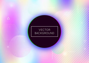 Sıvı sıvıyla dinamik bir arka plan. Memphis elementleriyle holografik bauhaus gradyanı. Pankart, sunum, afiş ve broşür için grafiksel şablon. Renkli dinamik şekil arkaplanı.