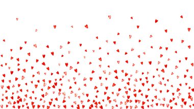 Pembe parıltılı kalp konfetisi. Sevgililer Günü. Vektör çerçevesi. El yapımı doku. Parti daveti, perakende satış teklifi ve reklam için aşk teması. Kalp konfetisiyle düğün ve gelin şablonu.