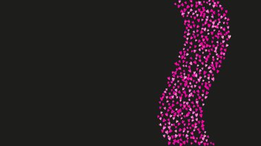 Pembe parıltılı sevgililer günü kalbi. 14 Şubat günü. Sevgililer günü kalp şablonu için vektör konfetisi. Grunge el çizimi dokusu. Poster, hediye çeki ve afiş için aşk teması.