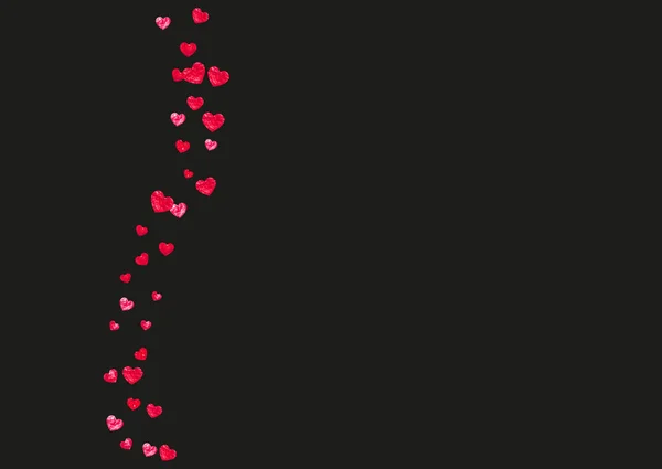 Валентинів Фон Червоними Блискучими Серцями Лютого Векторне Конфетті Шаблону Тла — стоковий вектор