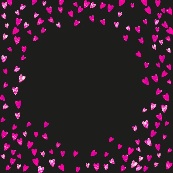 Cornice Cuore San Valentino Con Glitter Rosa Febbraio Coriandoli Vettoriali — Vettoriale Stock