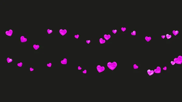 Облямівка Серця Рожевим Блиском День Святого Валентина Векторна Конфетті Мальована — стоковий вектор