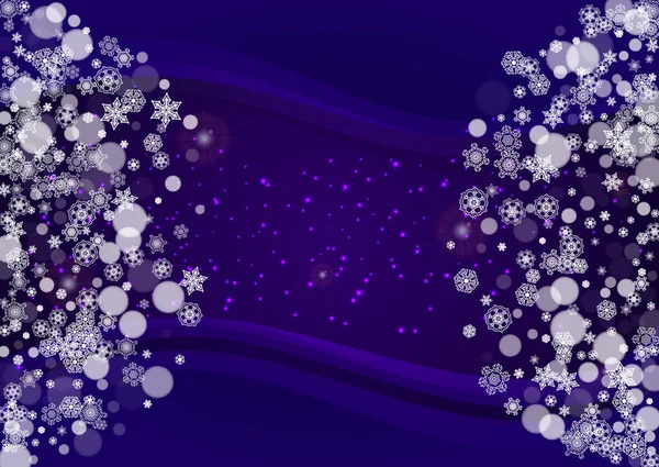 Winter Frame Ultra Violet Snowflakes New Year Snowy Backdrop Snow — Stock Vector