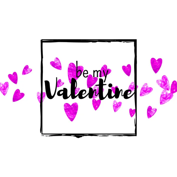 ピンクの輝きの心を持つバレンタインデーカード 2月14日 バレンタインデーカードテンプレート用ベクトルコンフェッティ 手描きの質感をグランジ パーティー招待 小売オファー 広告のための愛のテーマ — ストックベクタ