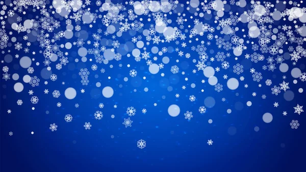 Χριστουγεννιάτικο Πλαίσιο Χιόνι Που Πέφτει Μπλε Φόντο Λάμψη Οριζόντια Χριστουγεννιάτικη — Διανυσματικό Αρχείο