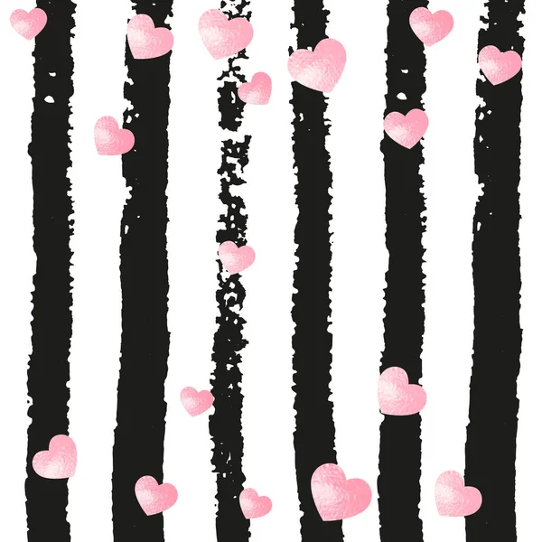 Wedding Glitter Confetti Hearts Black Stripes Falling Sequins Glossy Sparkles — Stock Vector