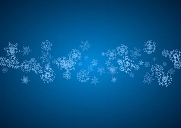 Los Copos Nieve Año Nuevo Sobre Fondo Azul Con Los — Vector de stock